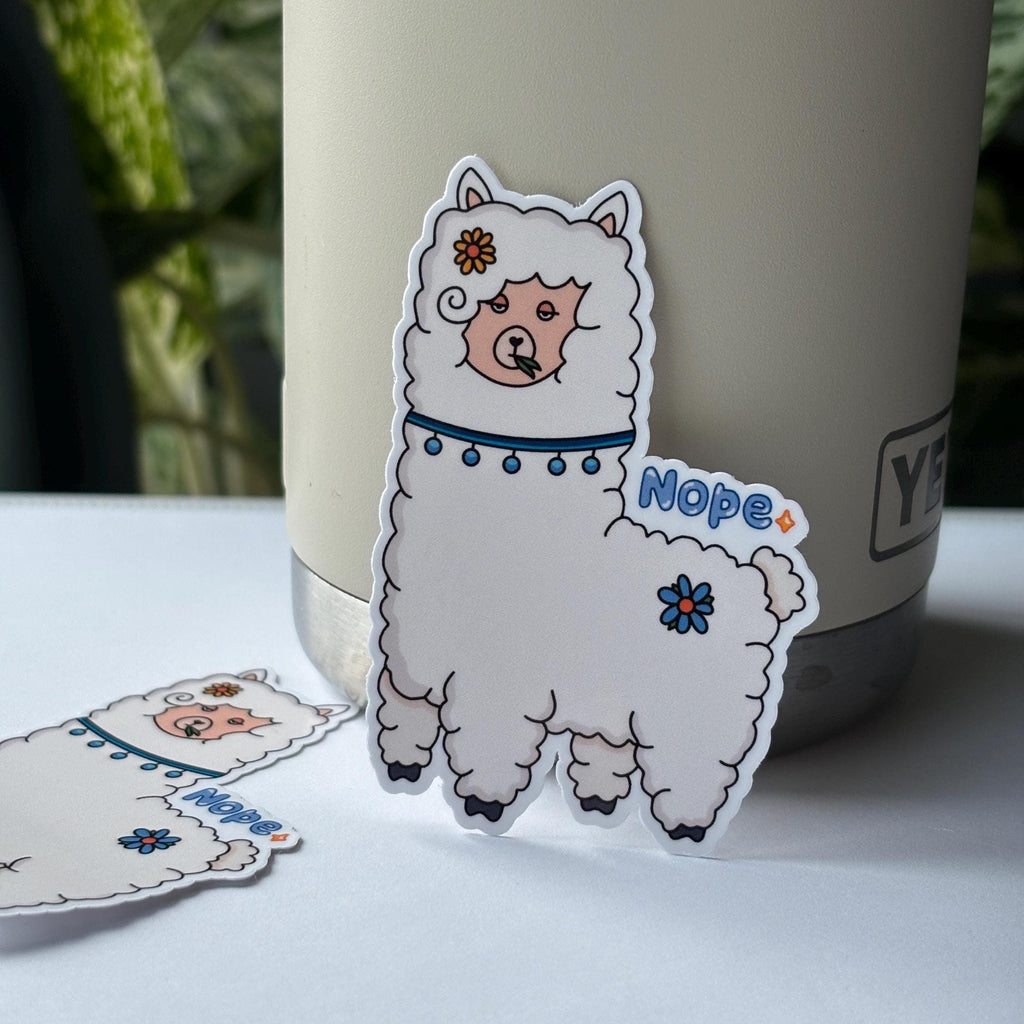 Nope Llama Vinyl Sticker