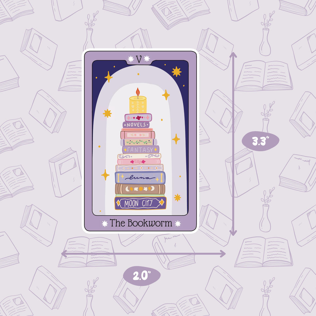 Bookworm Tarot Card Vinyl Sticker