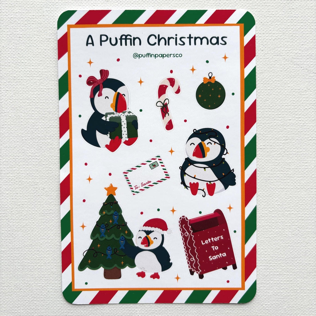 A Puffin Christmas Sticker Sheet