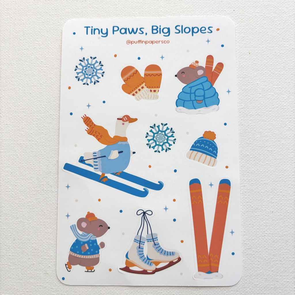 Tiny Paws, Big Slopes Sticker Sheet