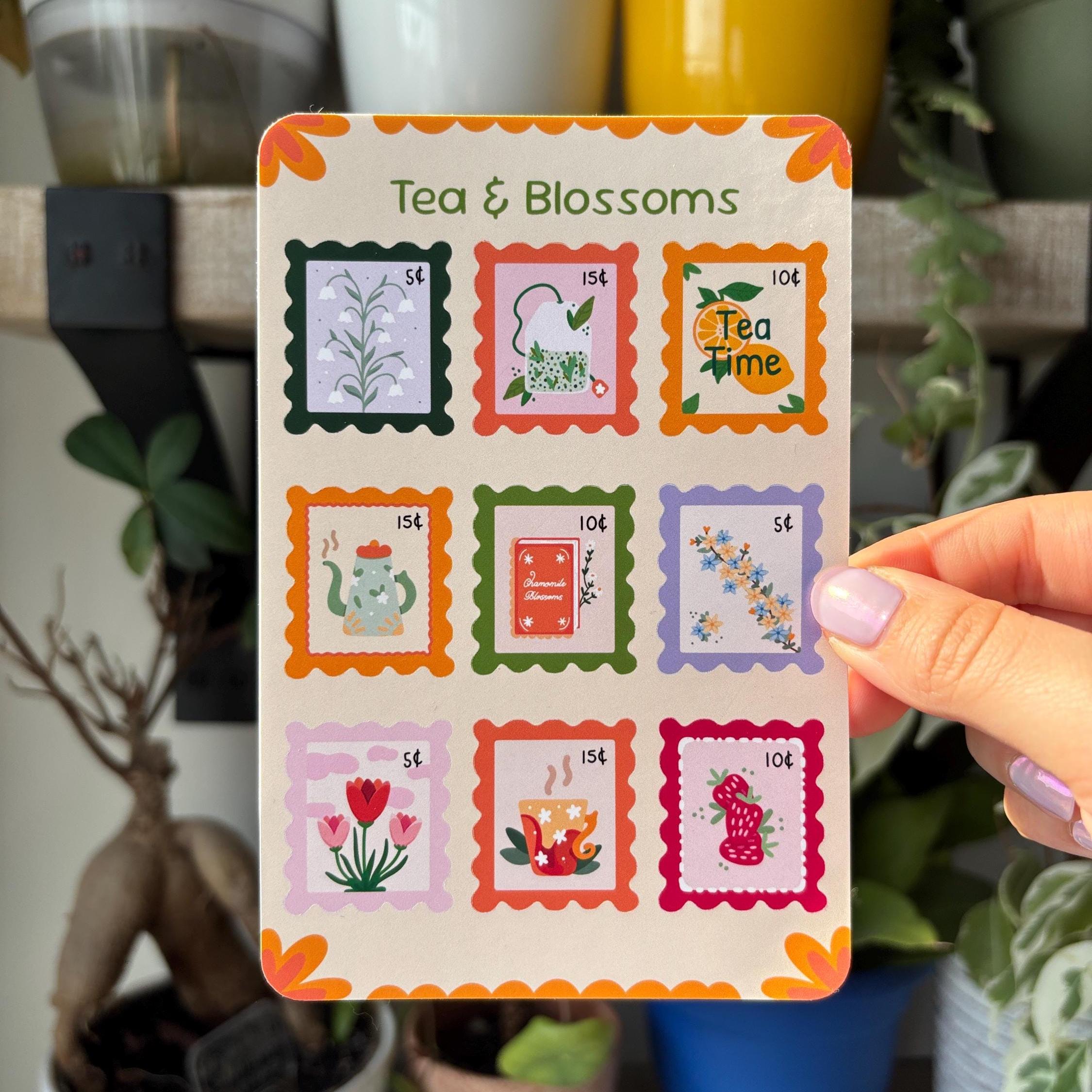 Tea & Blossoms Stamp Stickers