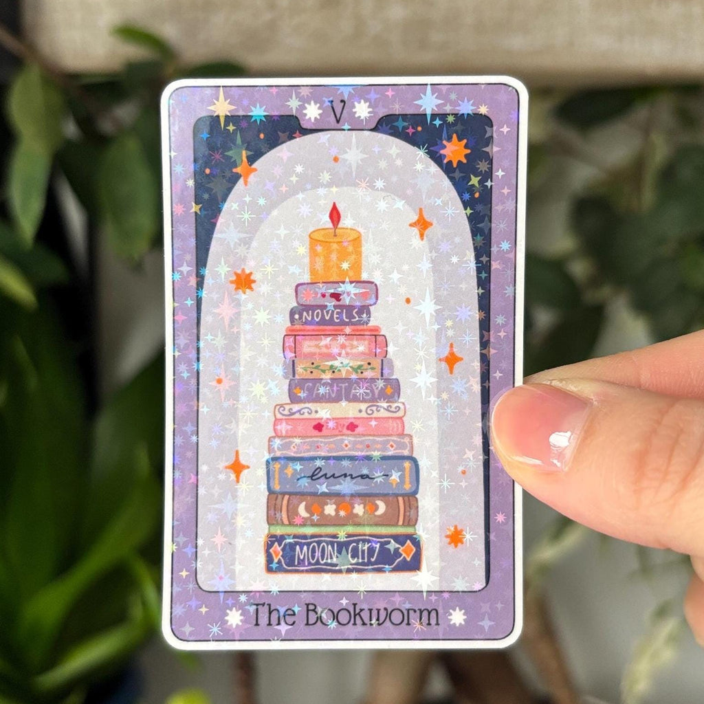 Bookworm Tarot Card Vinyl Sticker