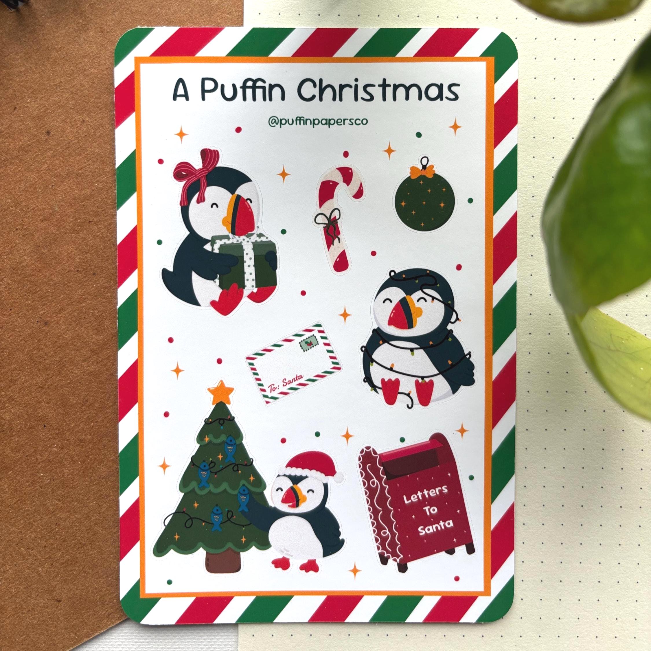 A Puffin Christmas Sticker Sheet
