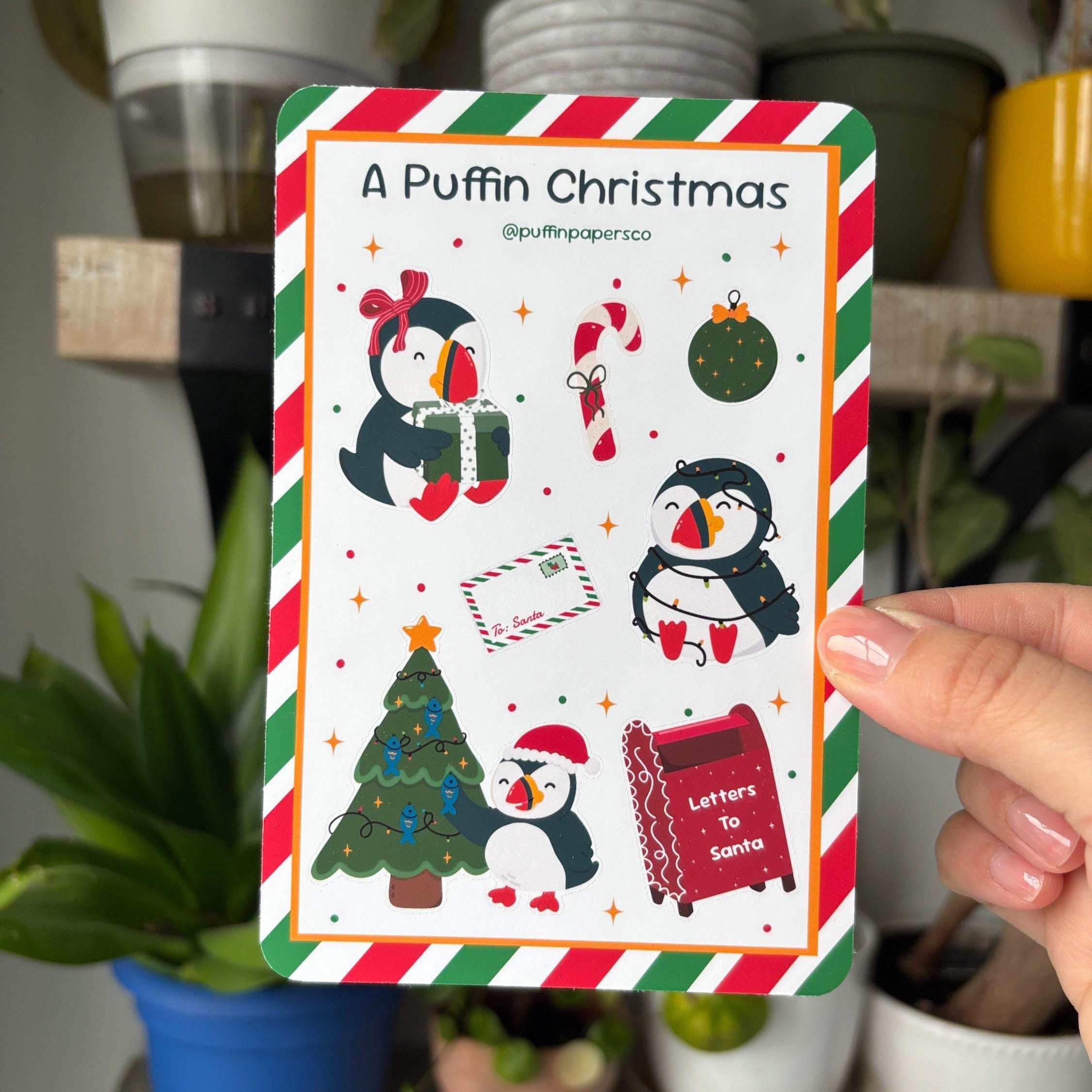 A Puffin Christmas Sticker Sheet