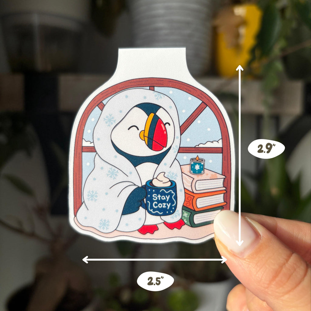Cozy Puffin Magnetic Bookmark