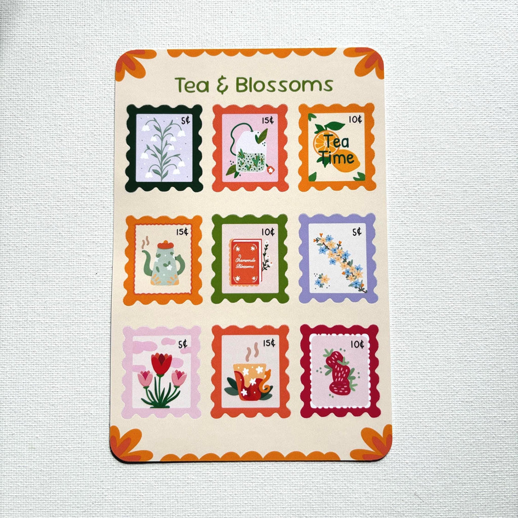 Tea & Blossoms Stamp Stickers