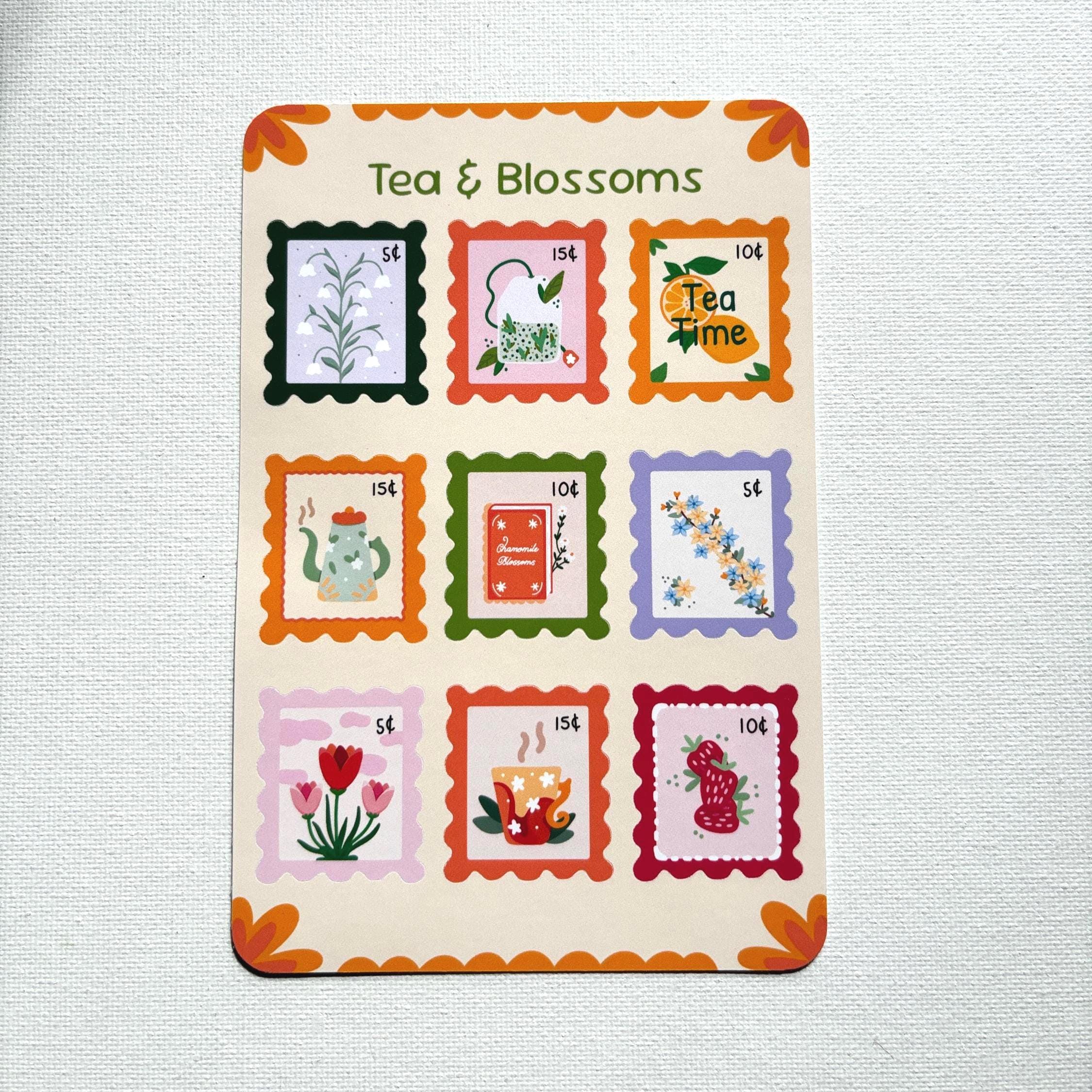Tea & Blossoms Stamp Stickers