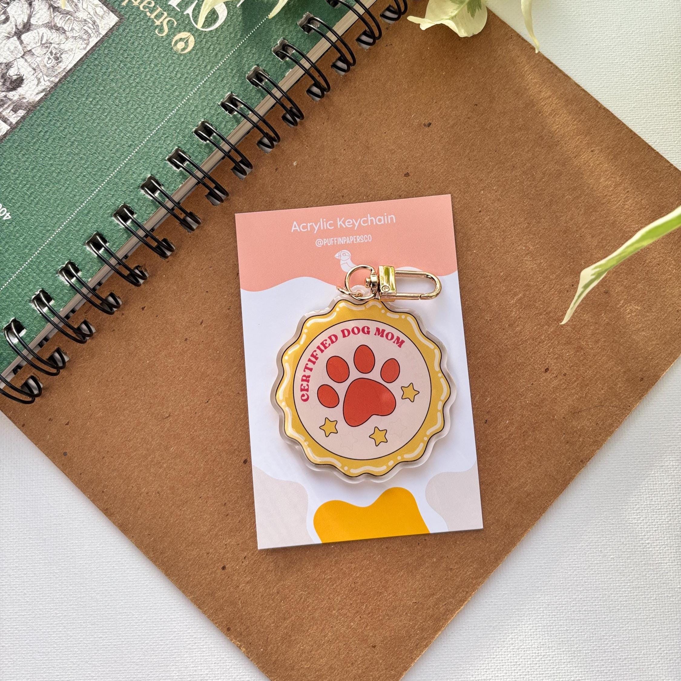 Certified Dog Mom Badge Acrylic Keychain