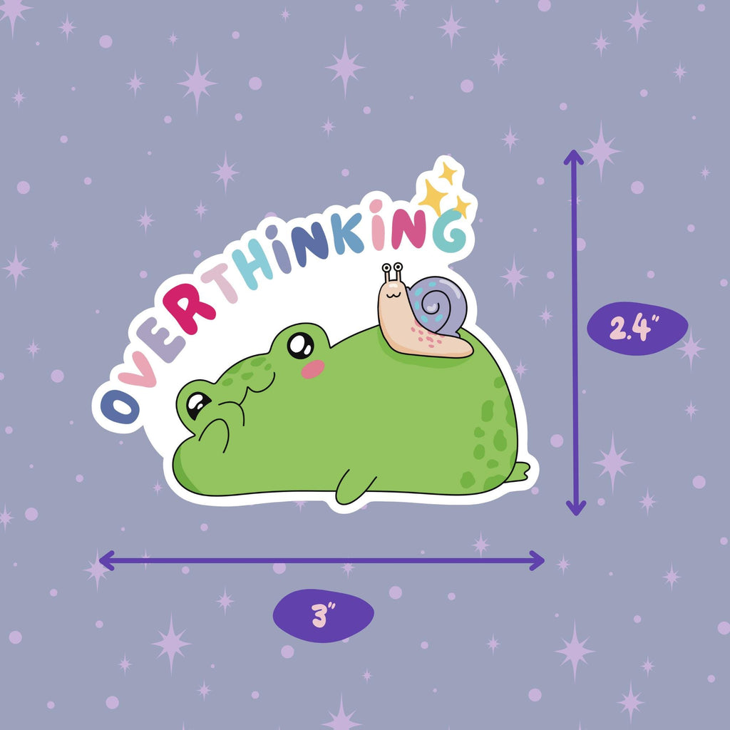 Overthinking Frog Vinyl Sticker