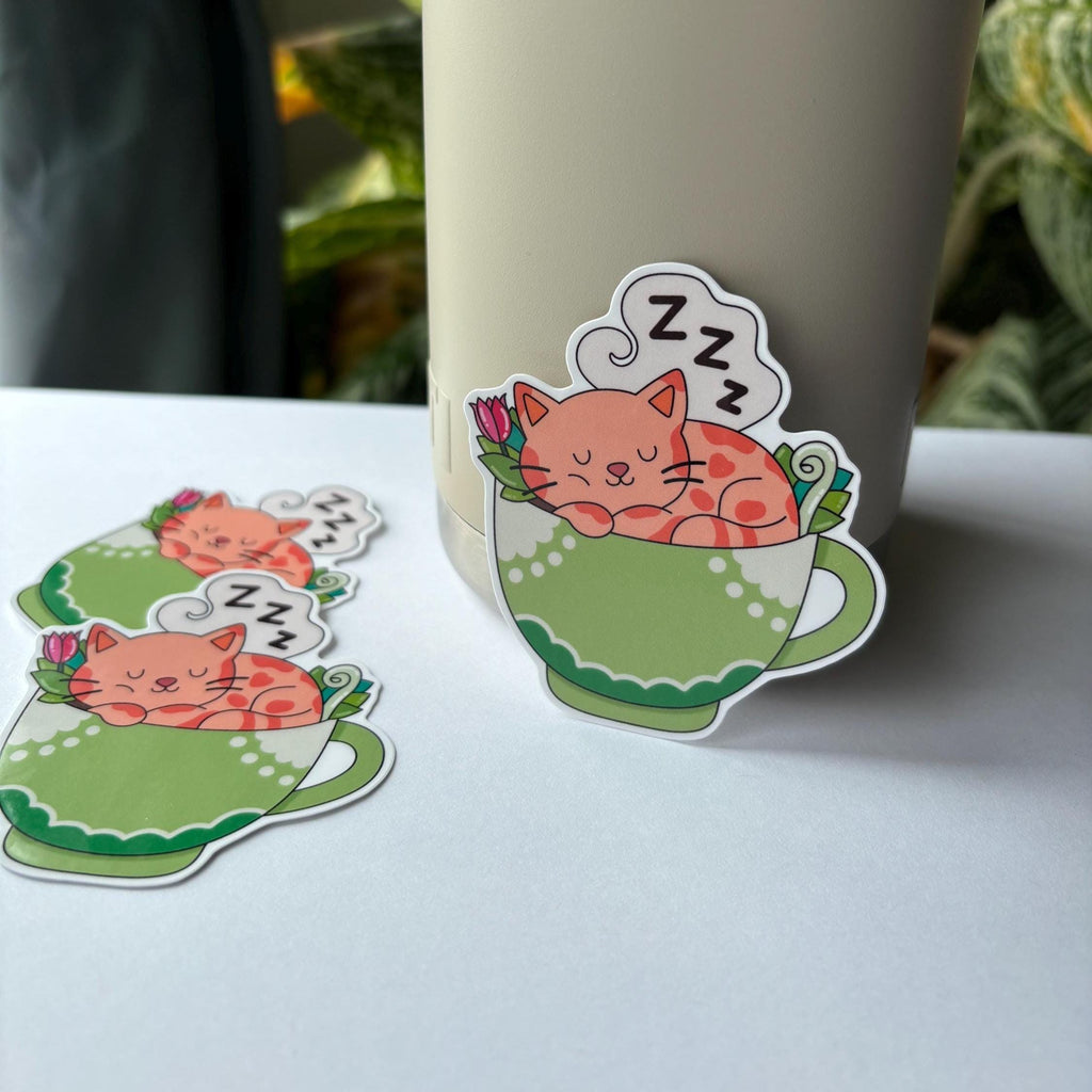 Sleepy Cat Vinyl Sticker