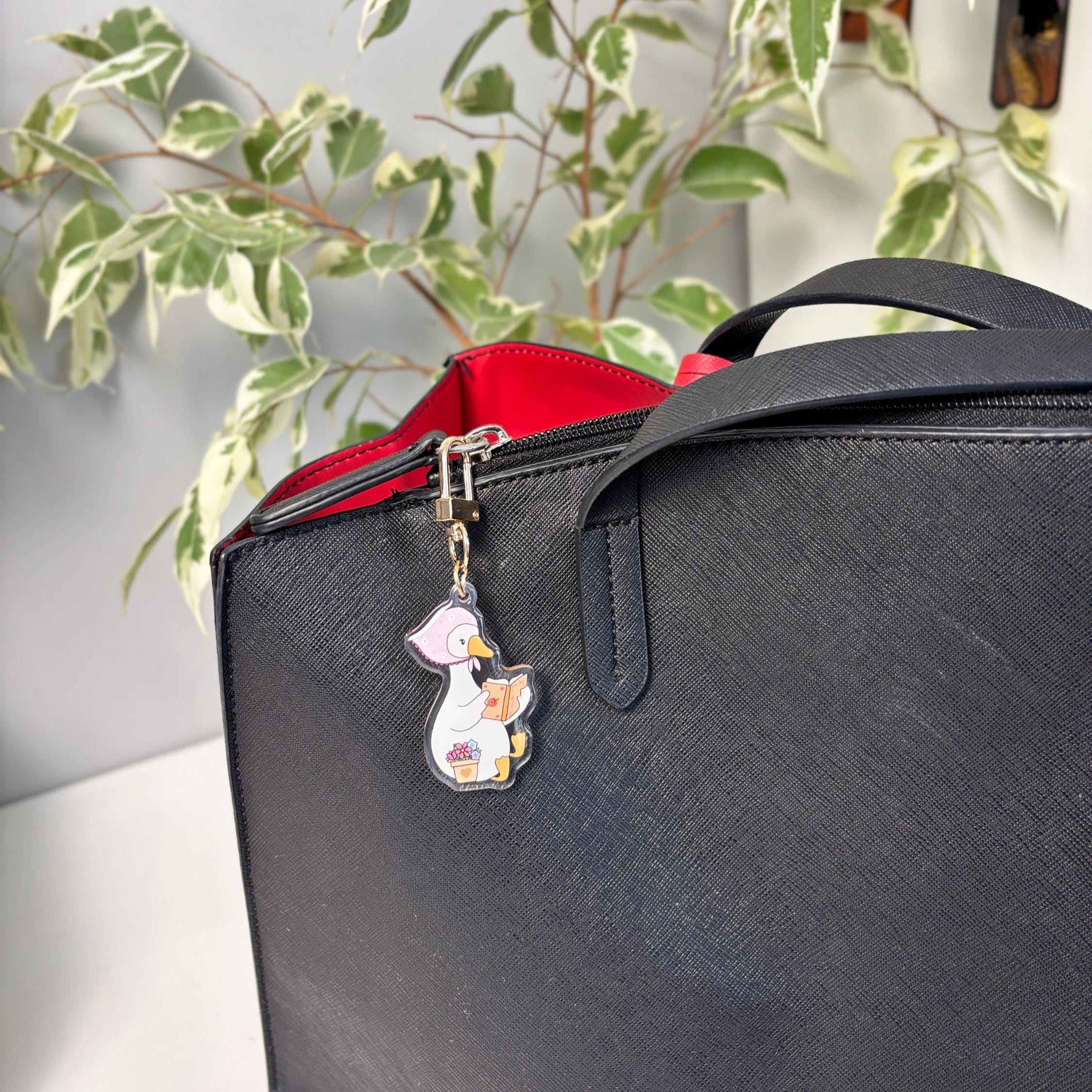 Cozy goose reading Acrylic Keychain