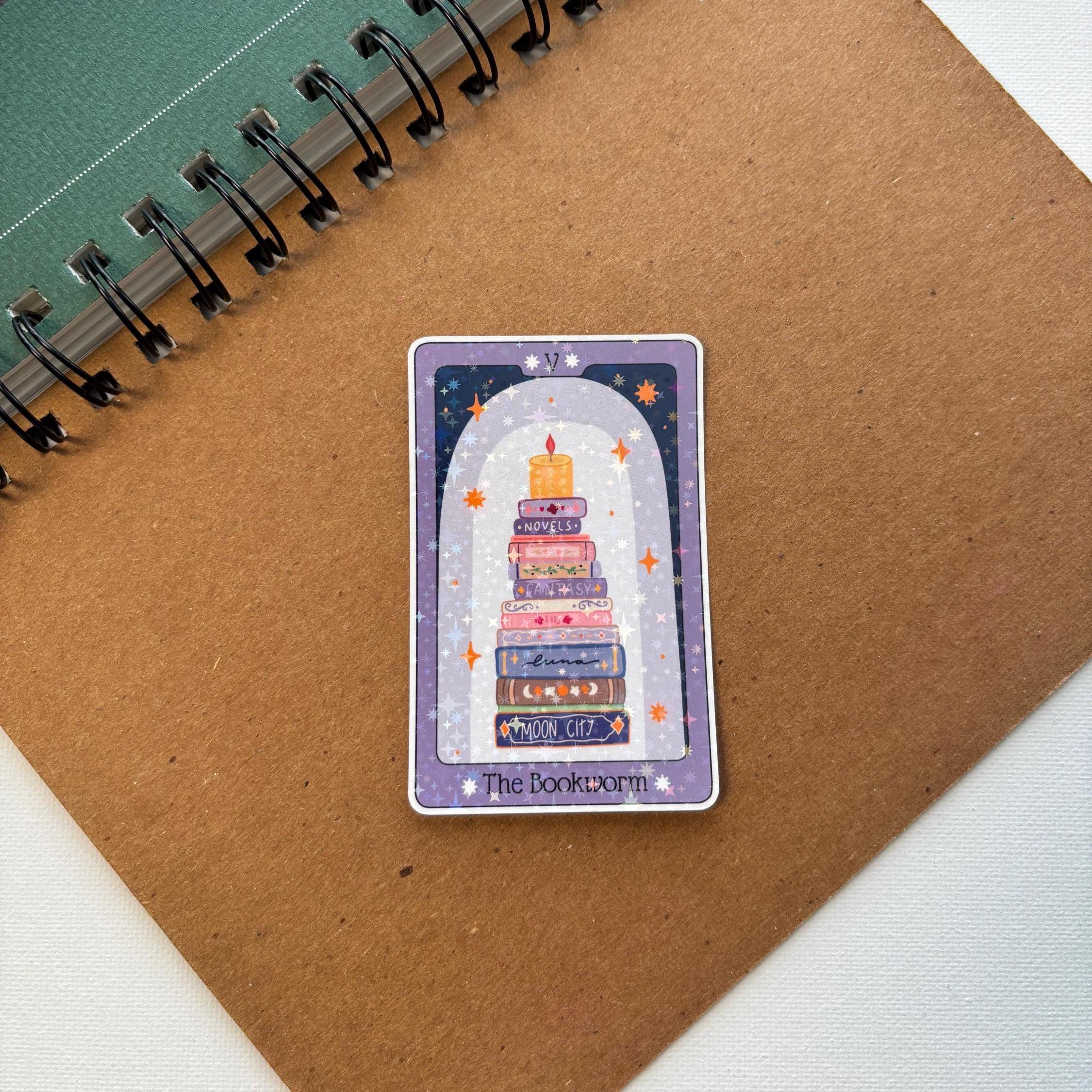 Bookworm Tarot Card Vinyl Sticker