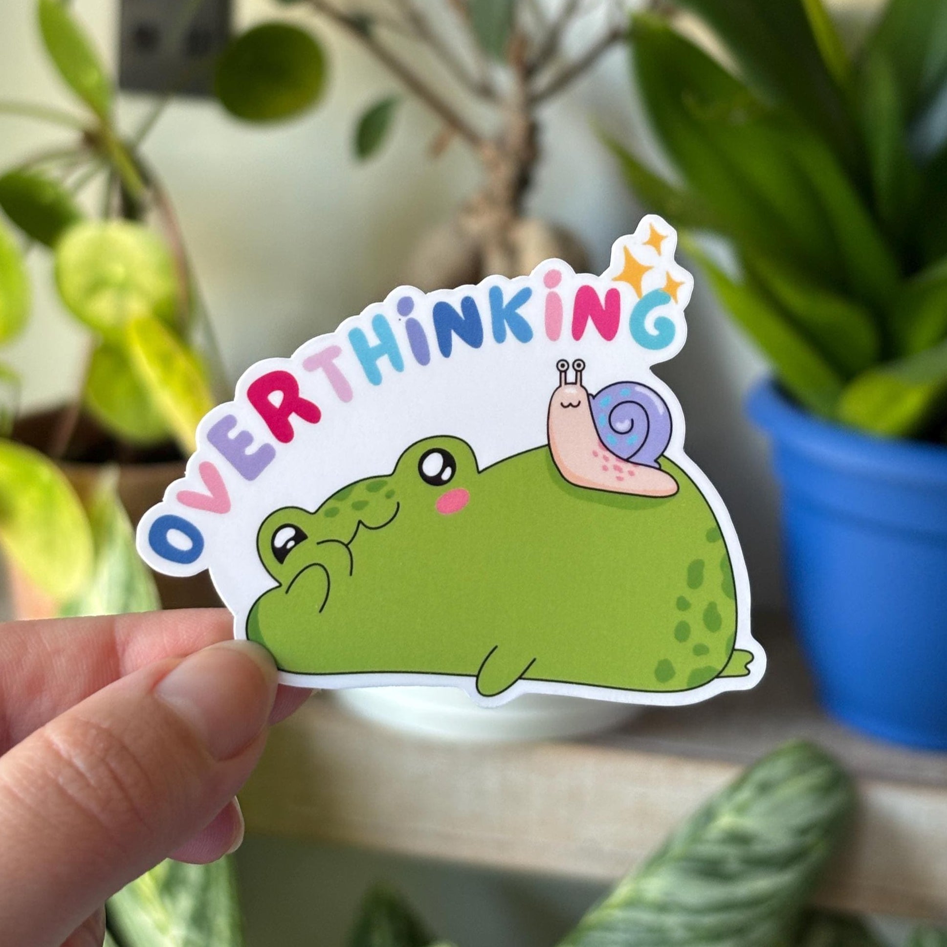 Overthinking Frog Vinyl Sticker