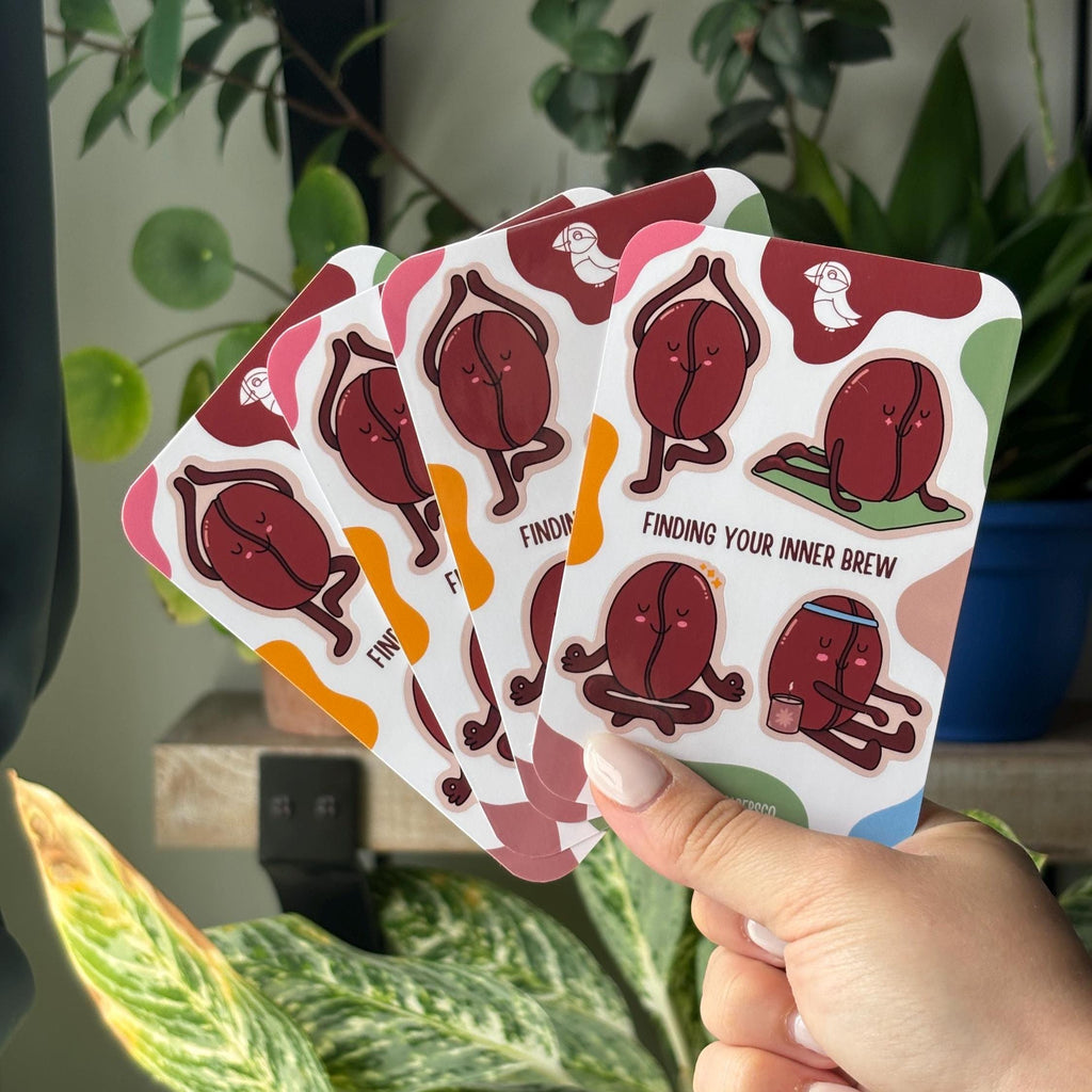Coffee Beans Yoga Set Vinyl Sticker