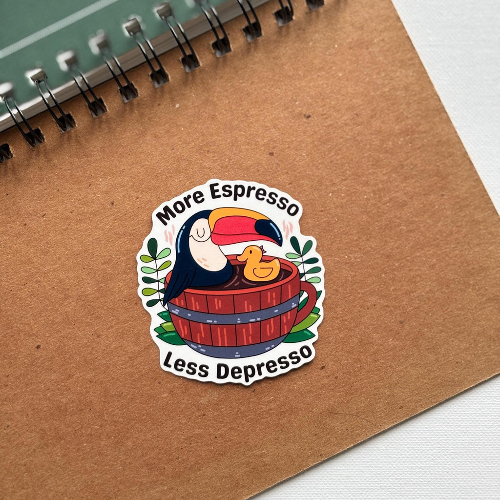 More Espresso Less Depresso Coffee Vinyl Sticker