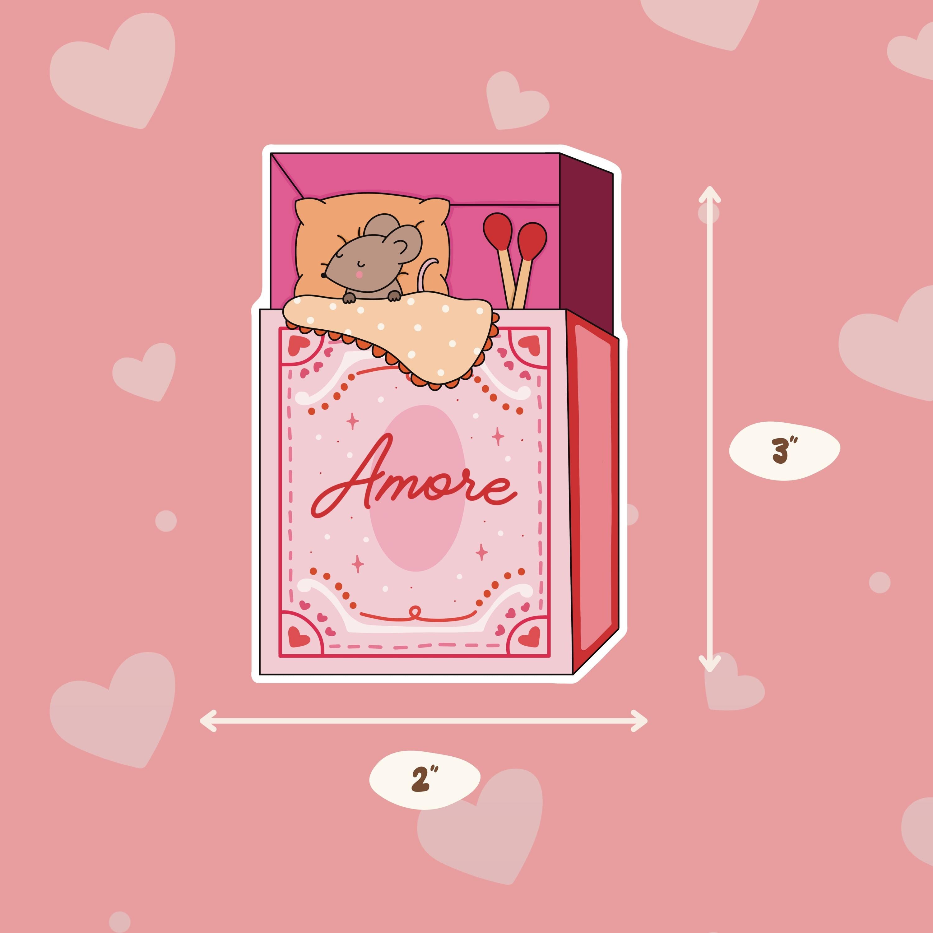 Cozy Sleeping Mouse in Matchbox Vinyl Sticker