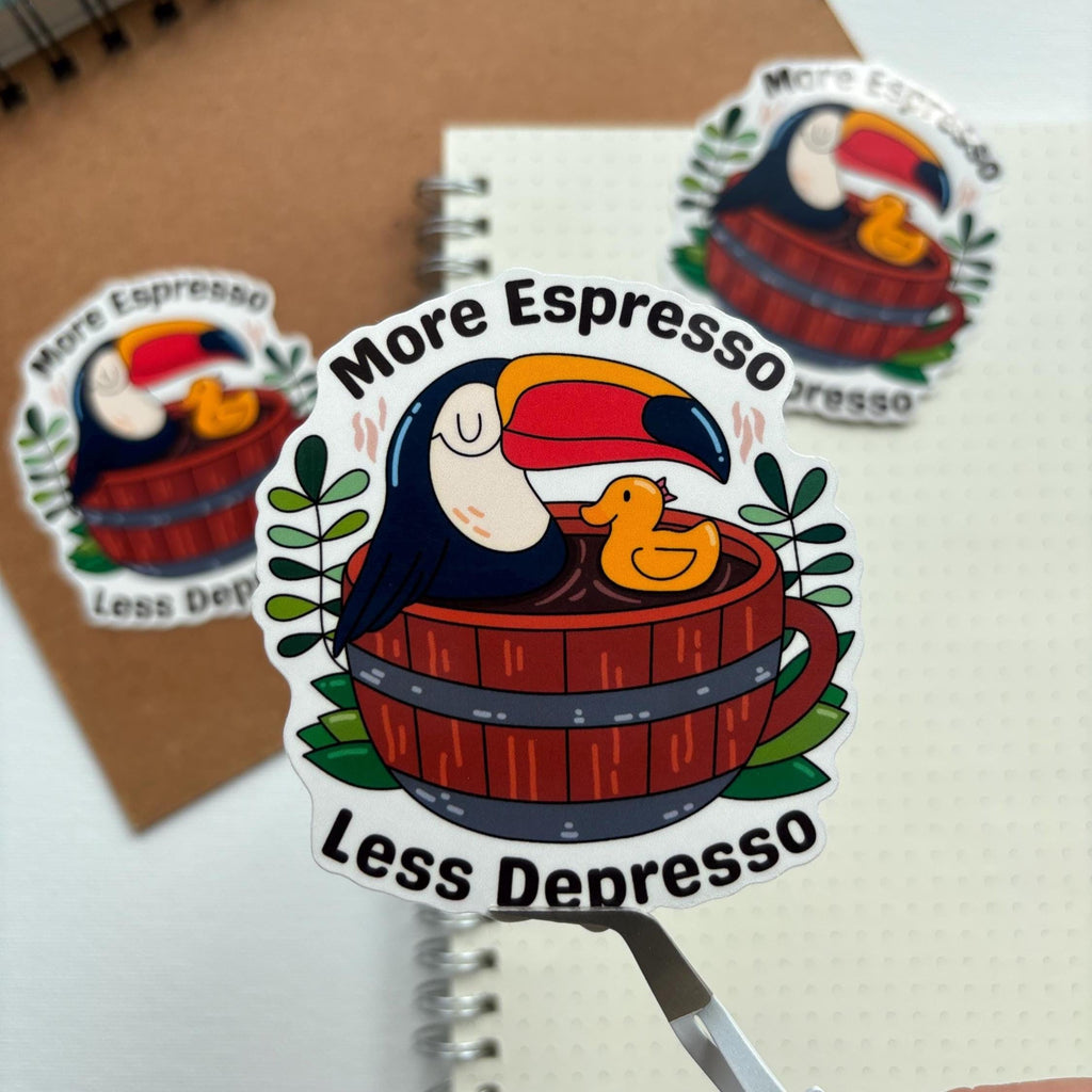 More Espresso Less Depresso Coffee Vinyl Sticker