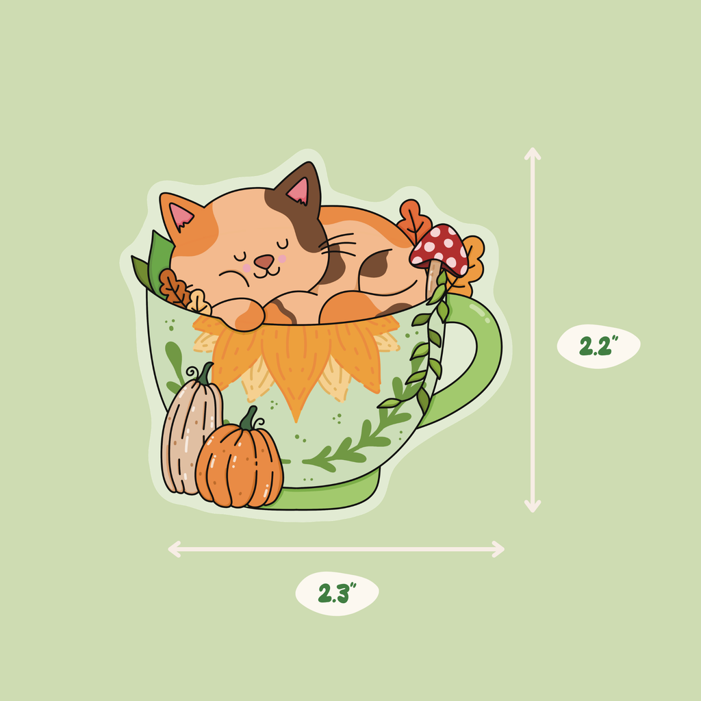 Kitty Fall Cup Sticker