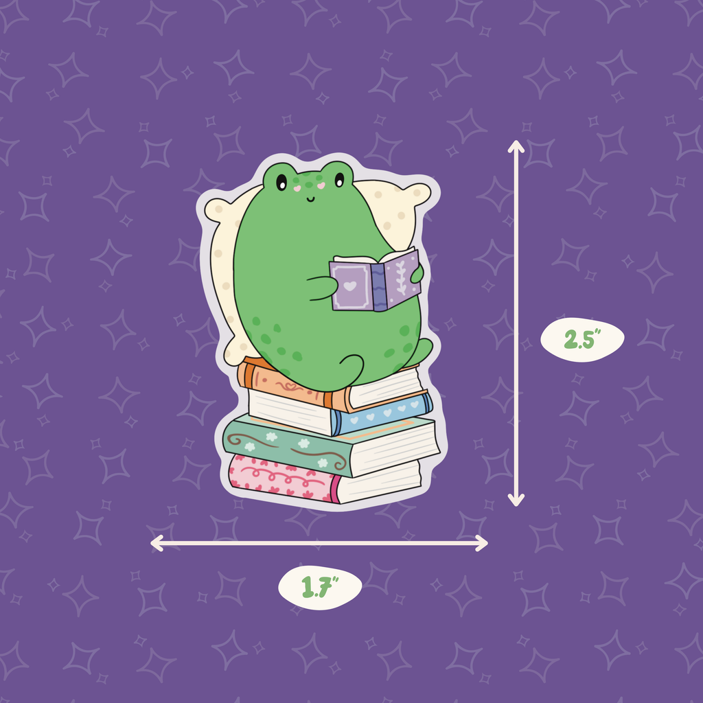 Froggy Reading Vinyl Sticker