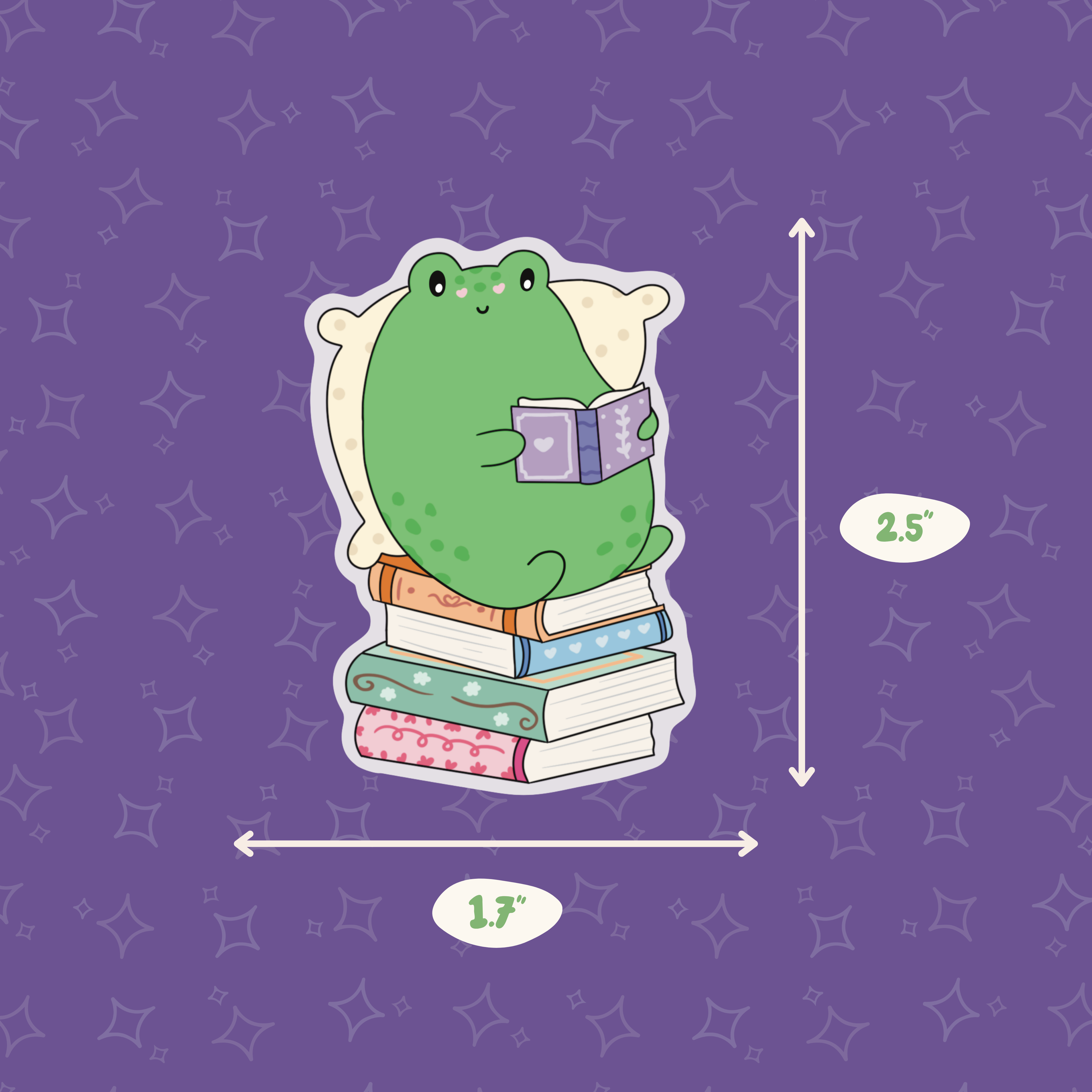 Froggy Reading Vinyl Sticker