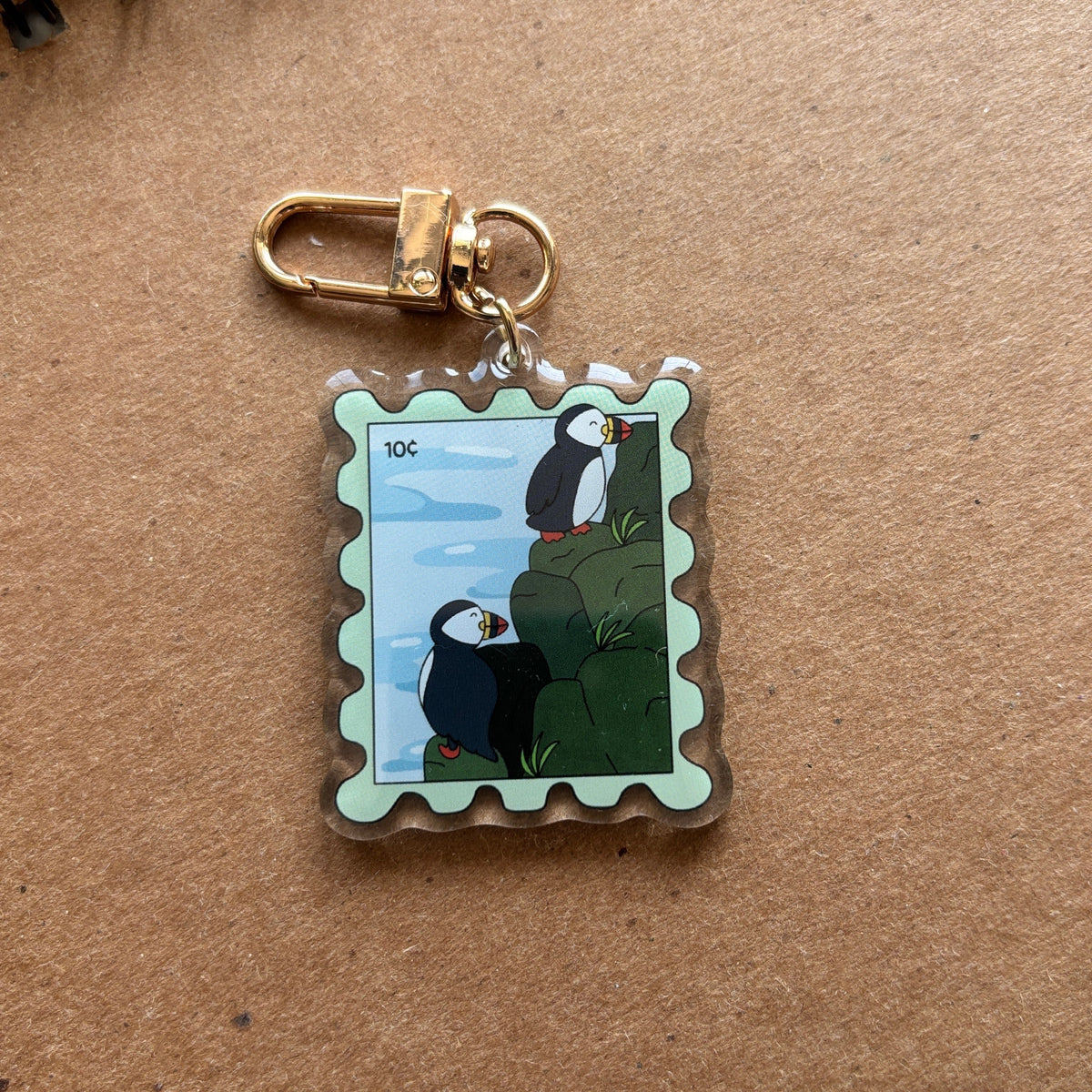 Puffin Stamp Acrylic Keychain