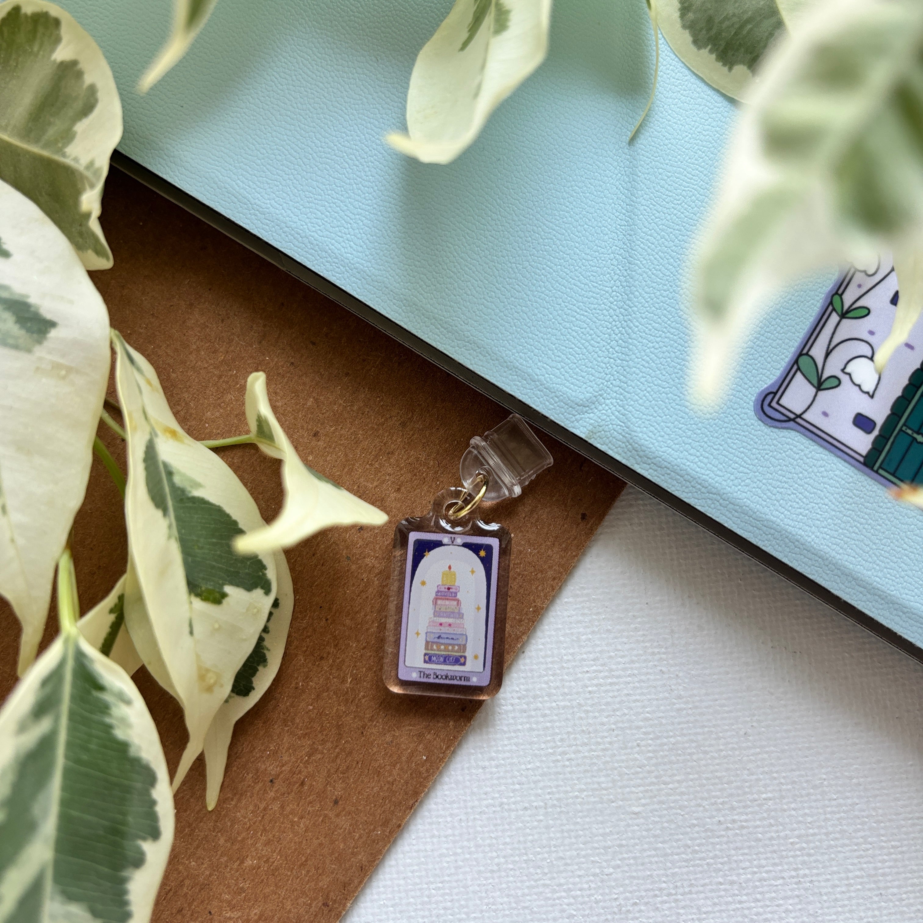 Bookworm Tarot Card USB-C Dust Charm