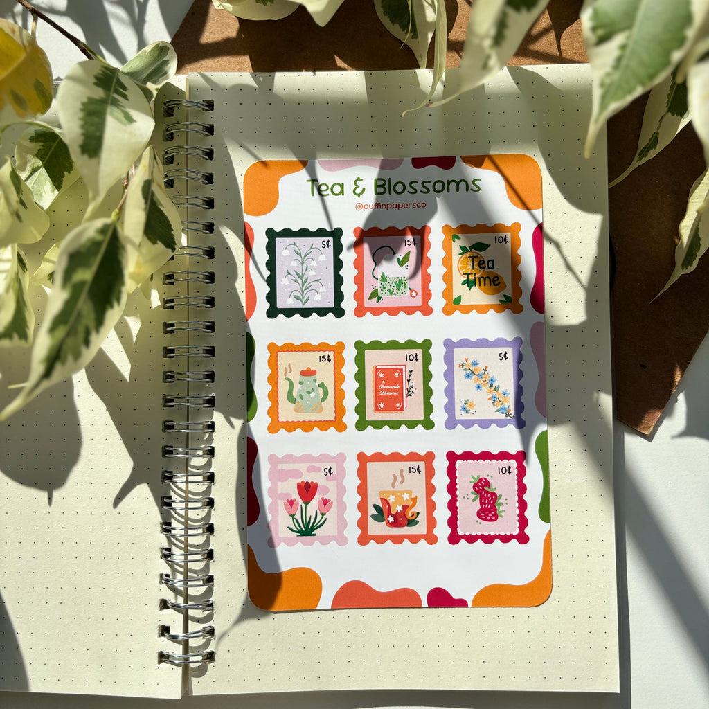 Tea & Blossoms Stamp Stickers