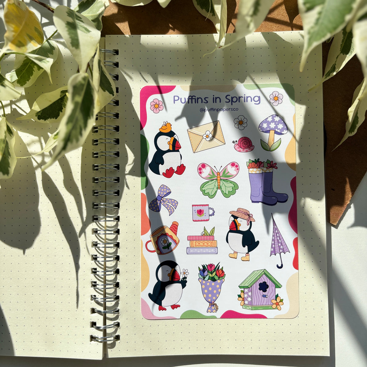 Puffins in Spring Sticker Sheet