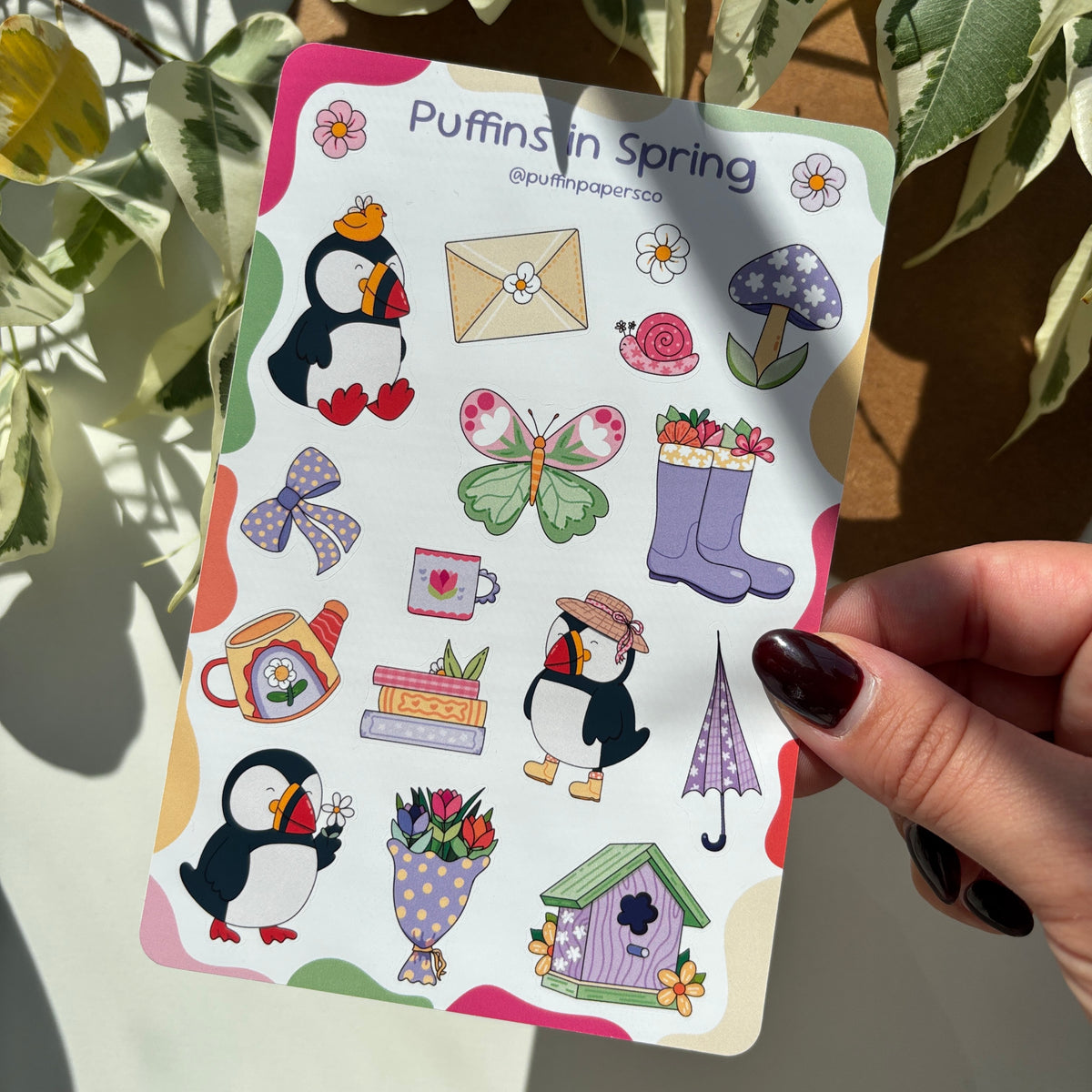 Puffins in Spring Sticker Sheet