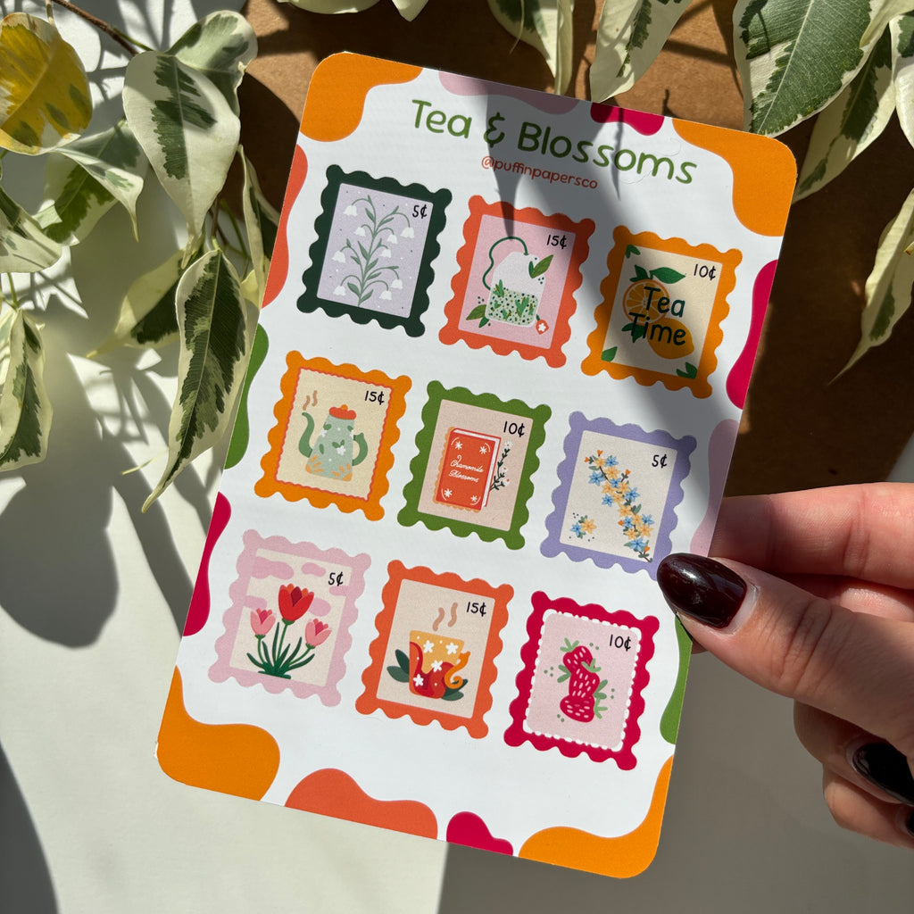 Tea & Blossoms Stamp Stickers