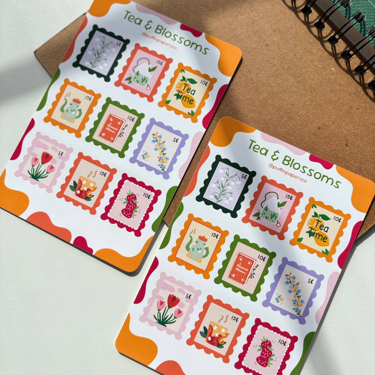 Tea & Blossoms Stamp Stickers