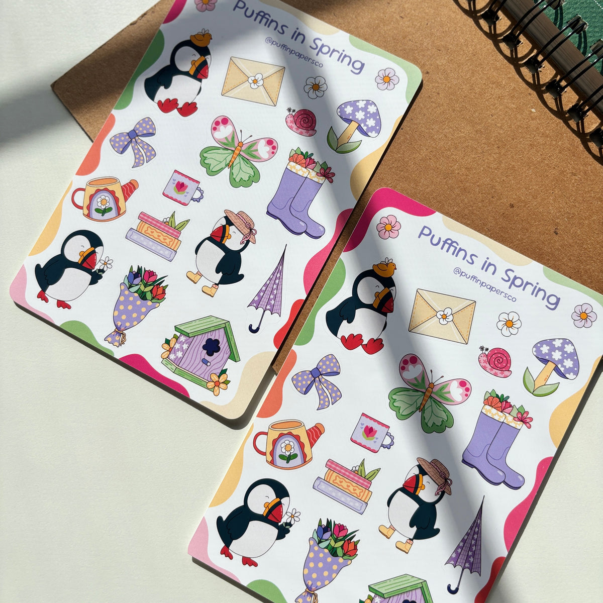 Puffins in Spring Sticker Sheet