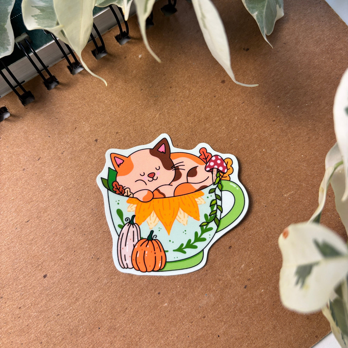 Kitty Fall Cup Sticker