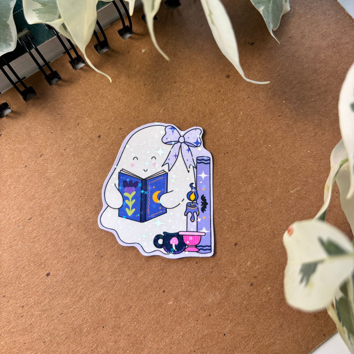 Ghost Reading on Books Sticker