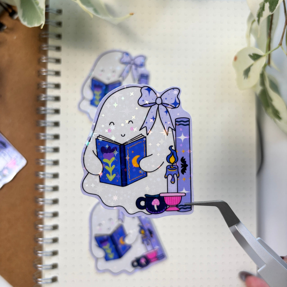 Ghost Reading on Books Sticker