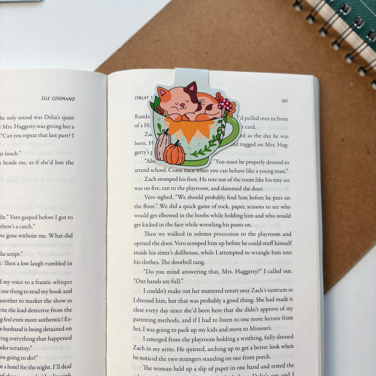 Fall Kitty Cup Magnetic Bookmark