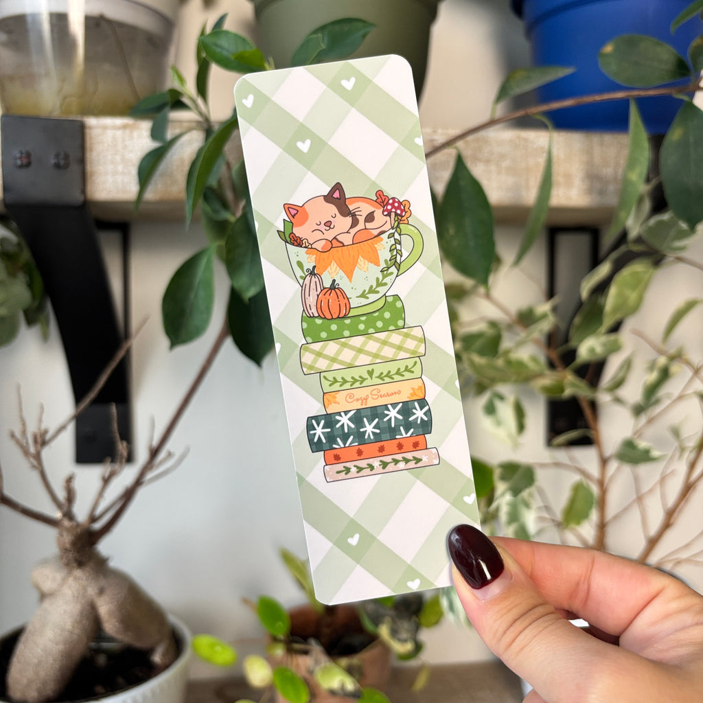 Fall Kitty Cup Bookmark