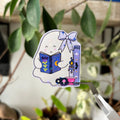 Ghost Reading on Books Sticker