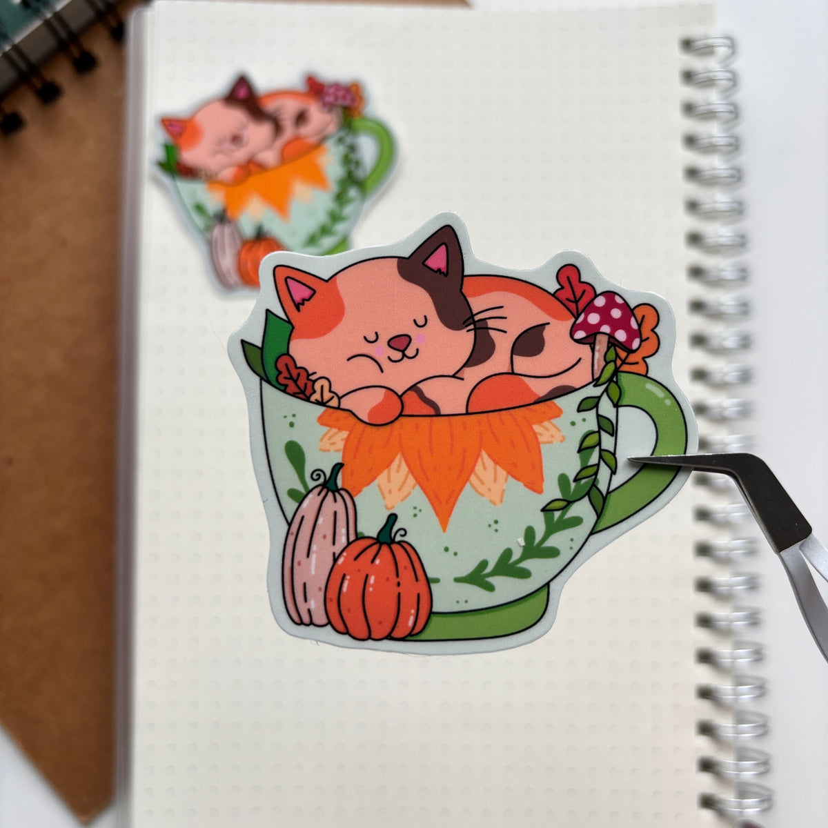 Kitty Fall Cup Sticker