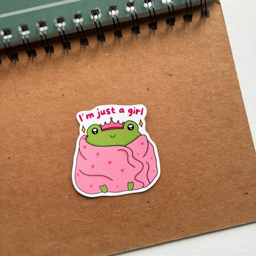 I'm Just a Girl Frog Sticker Vinyl Sticker