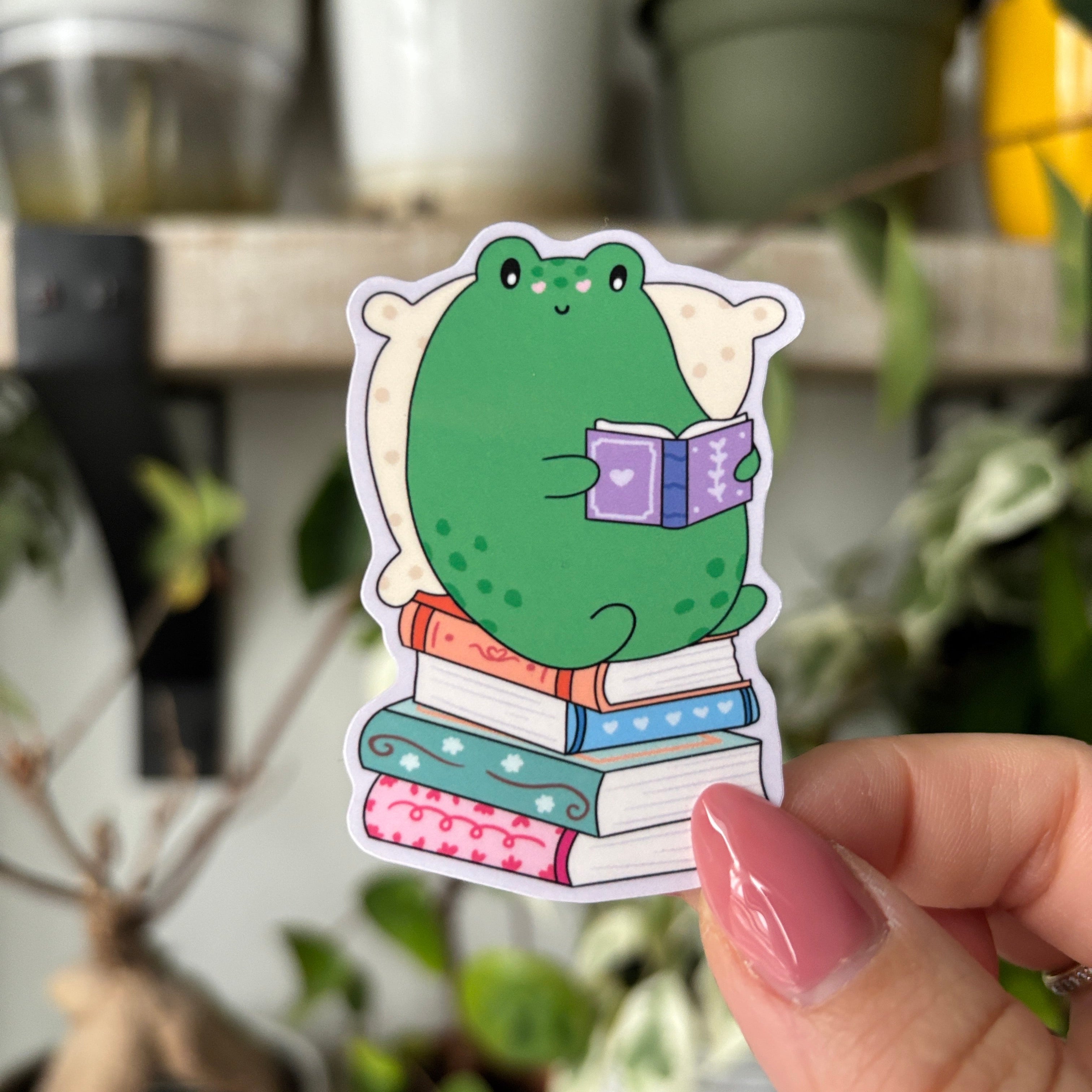 Froggy Reading Vinyl Sticker