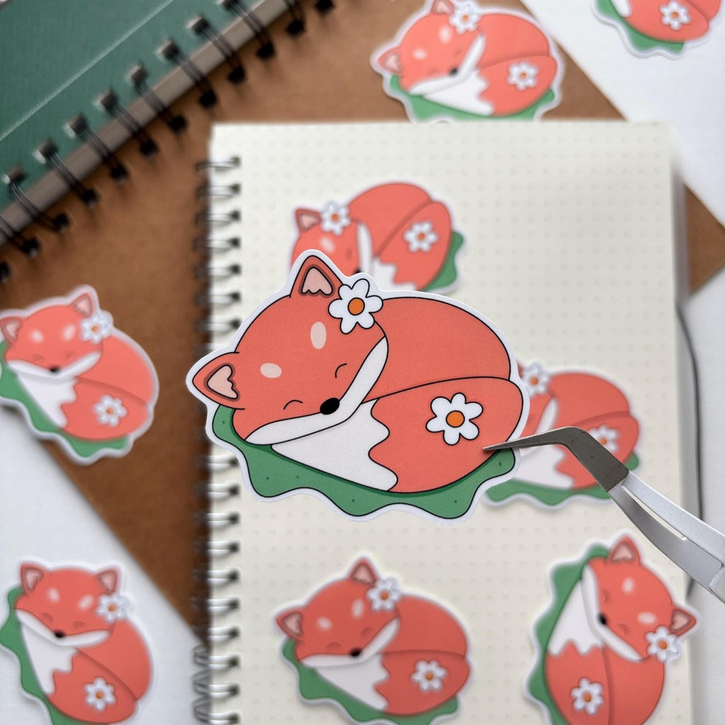Cute Fox Sleeping Vinyl Sticker