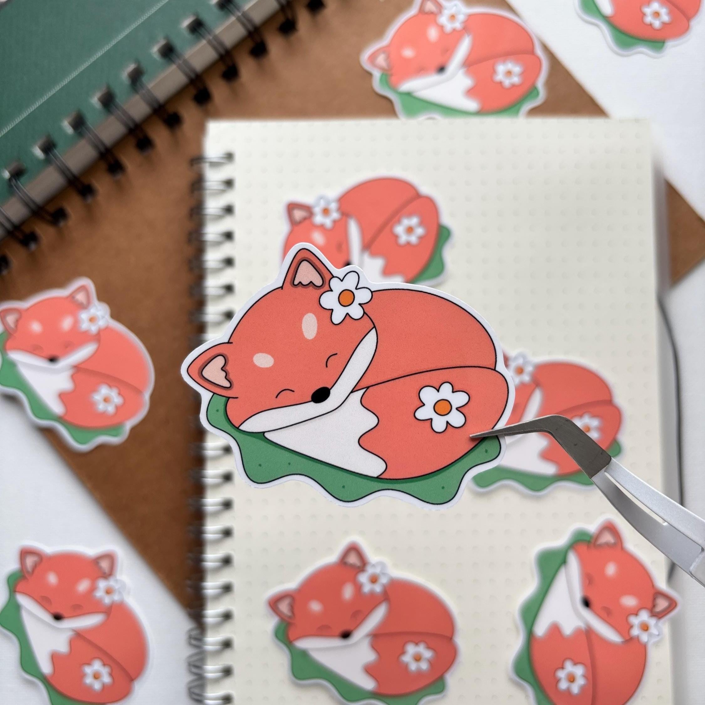 Cute Fox Sleeping Vinyl Sticker