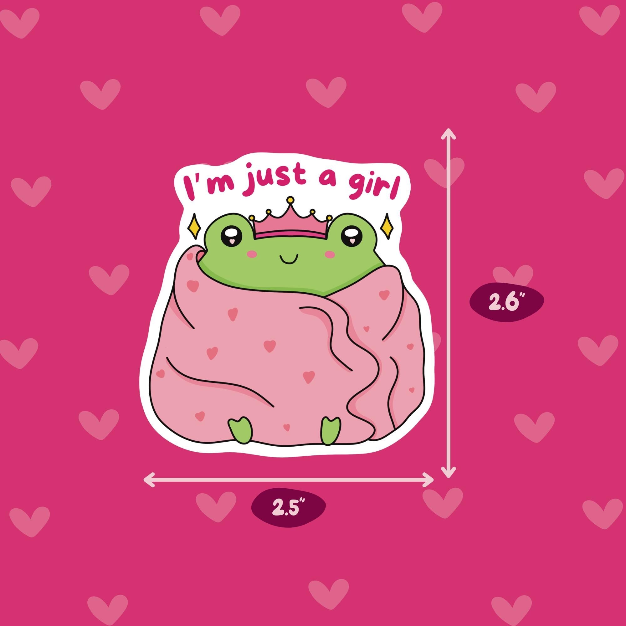 I'm Just a Girl Frog Sticker Vinyl Sticker