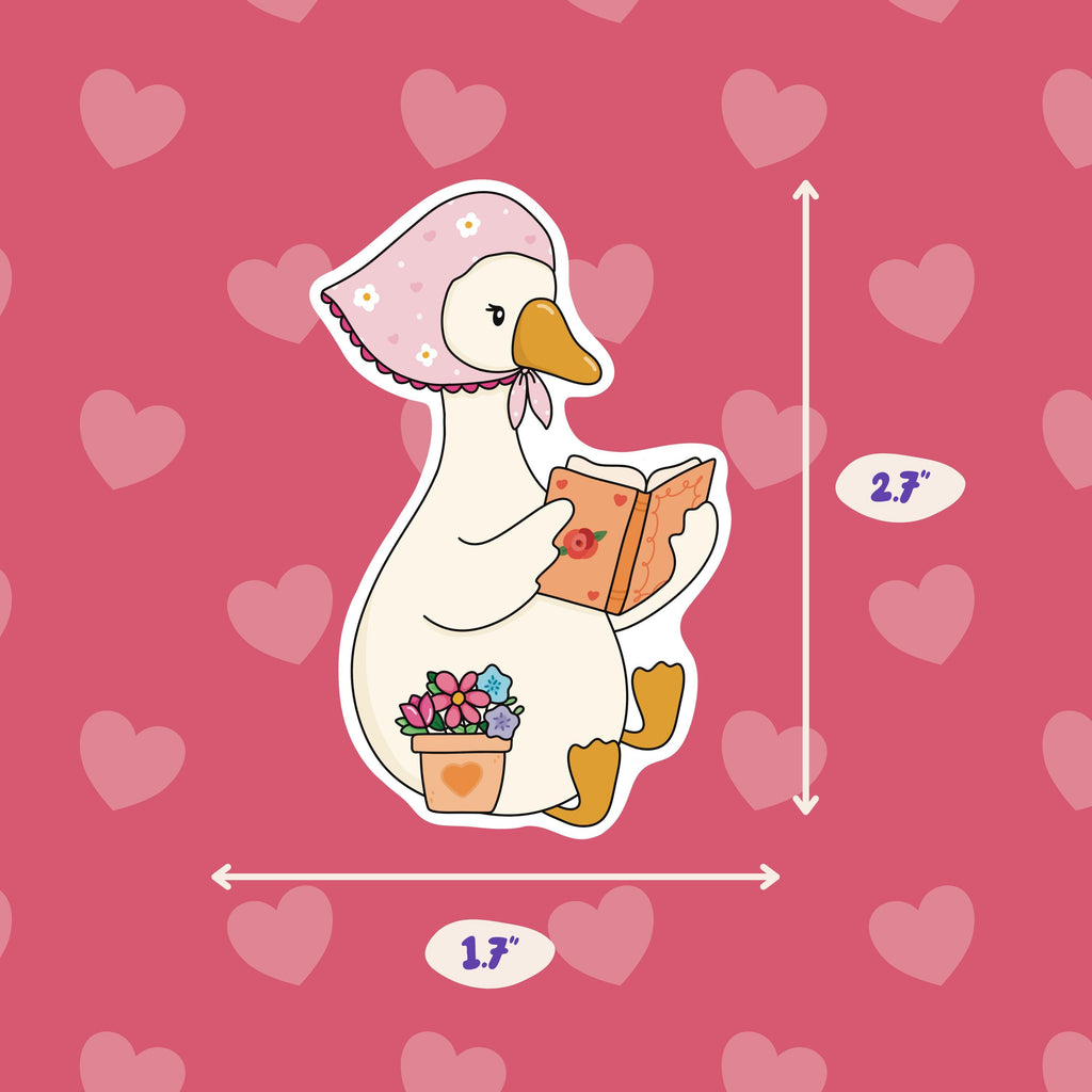 Goose Reading a Cozy Book Vinyl Sticker