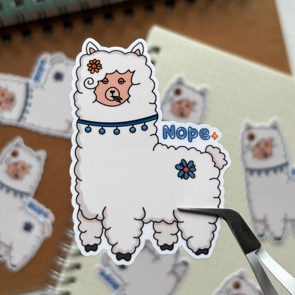 Nope Llama Vinyl Sticker