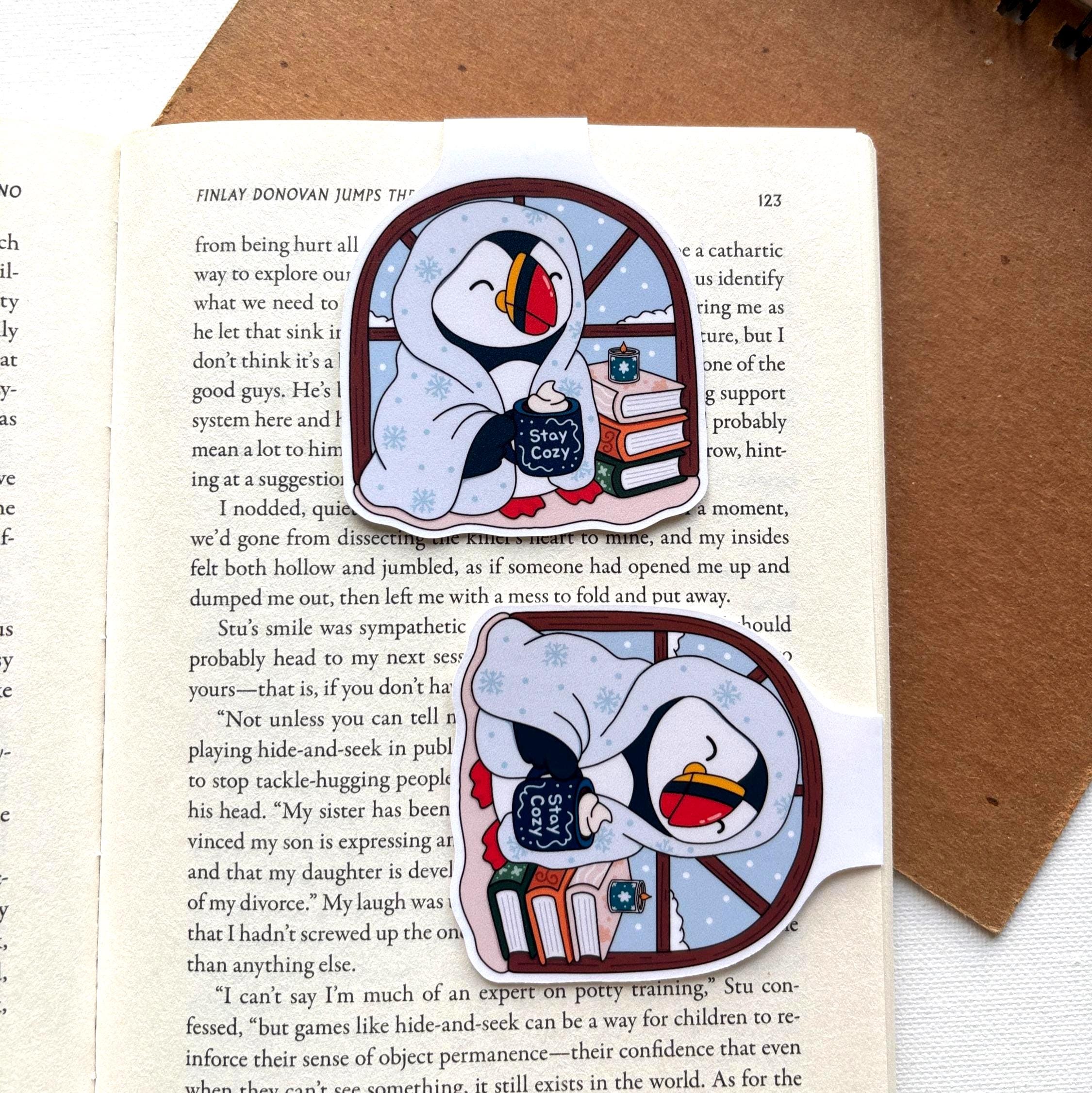 Cozy Puffin Magnetic Bookmark