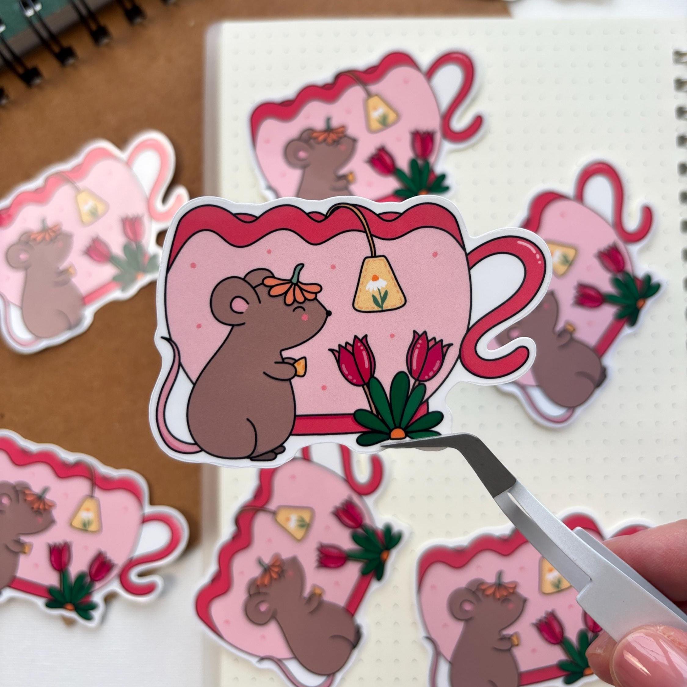 Teacup Mouse Vinyl Sticker
