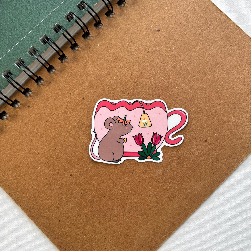 Teacup Mouse Vinyl Sticker