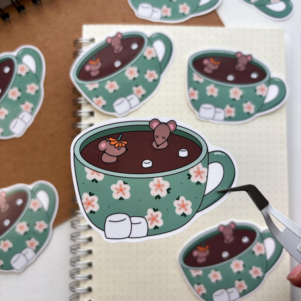 Hot Chocolate Mouse Vinyl Sticker